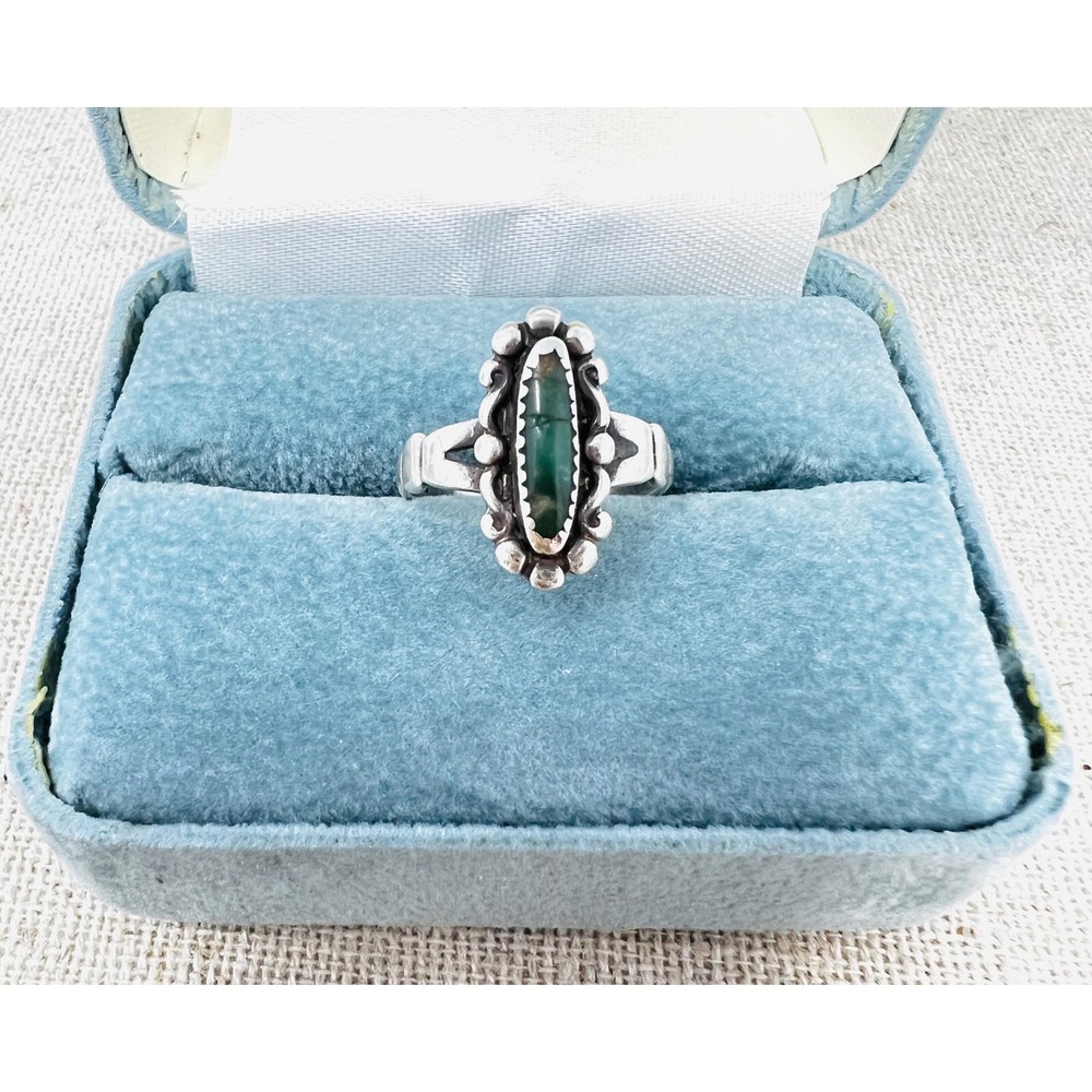 Vintage Bell Trading Co Sterling Silver Green Turquoise Southwestern Ring Size 6